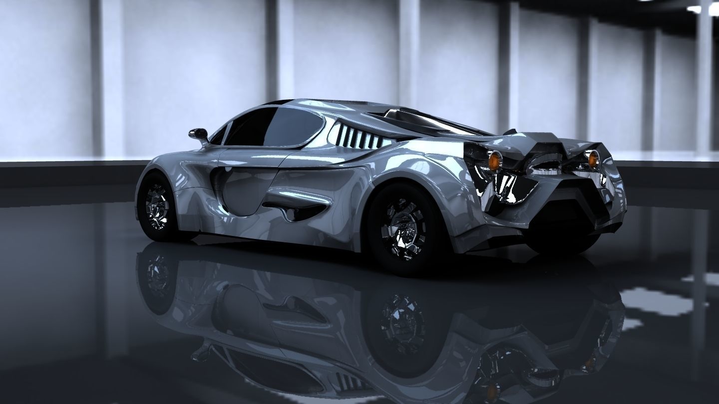 SpeedyFiberwheels futuristic sports car Free low-poly 3D model_2