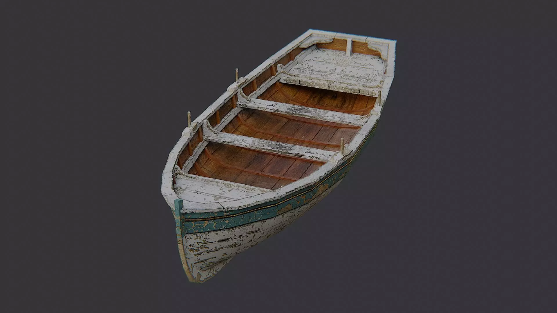 Classic Wooden Fishing Boat Low-poly 3D model_3