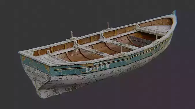 Classic Wooden Fishing Boat Low-poly 3D model Classic Wooden Fishing Boat Low-poly 3D model