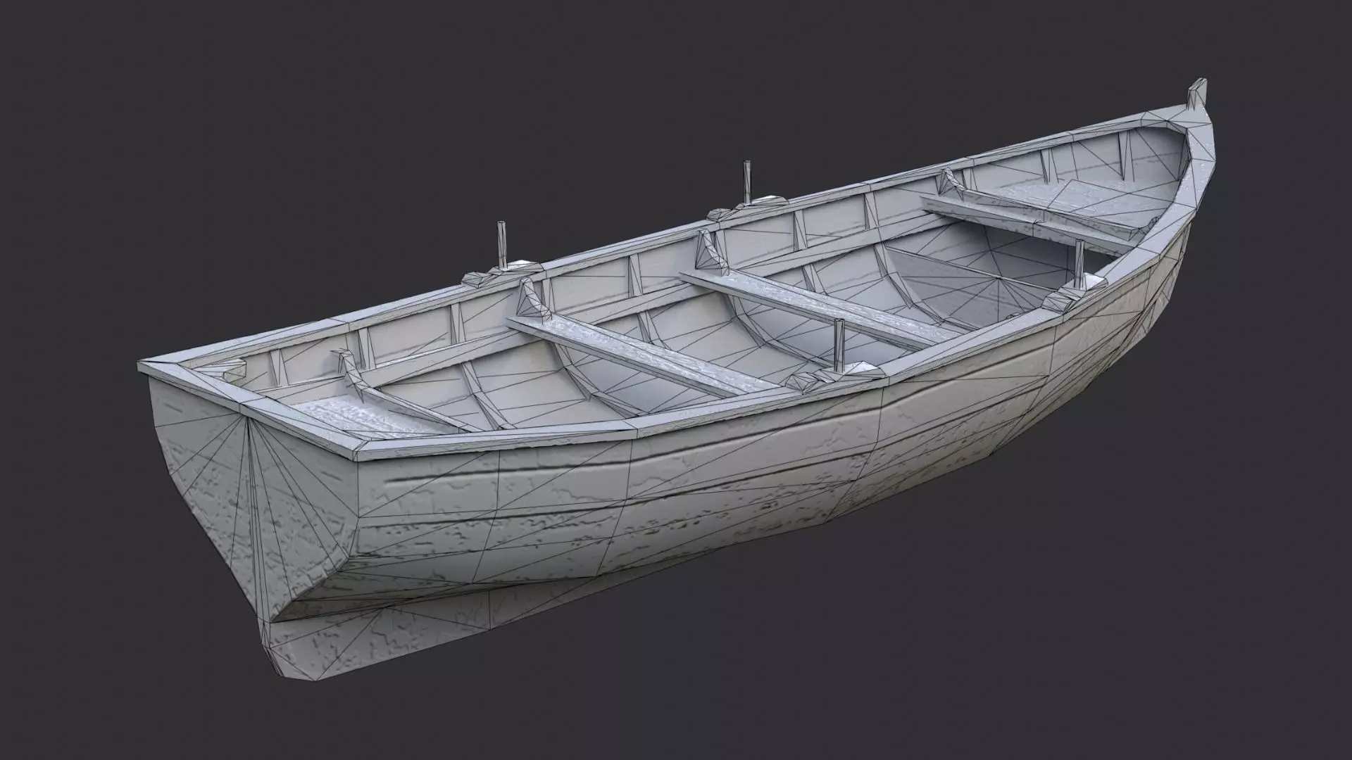 Classic Wooden Fishing Boat Low-poly 3D model_7