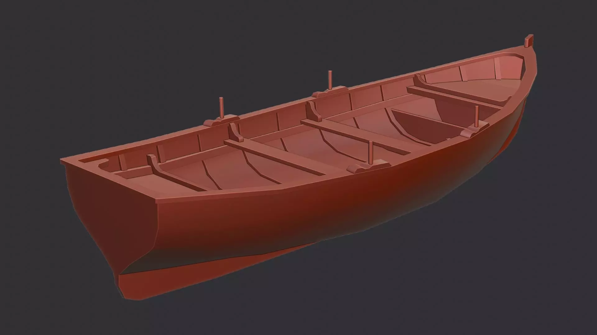 Classic Wooden Fishing Boat Low-poly 3D model_6
