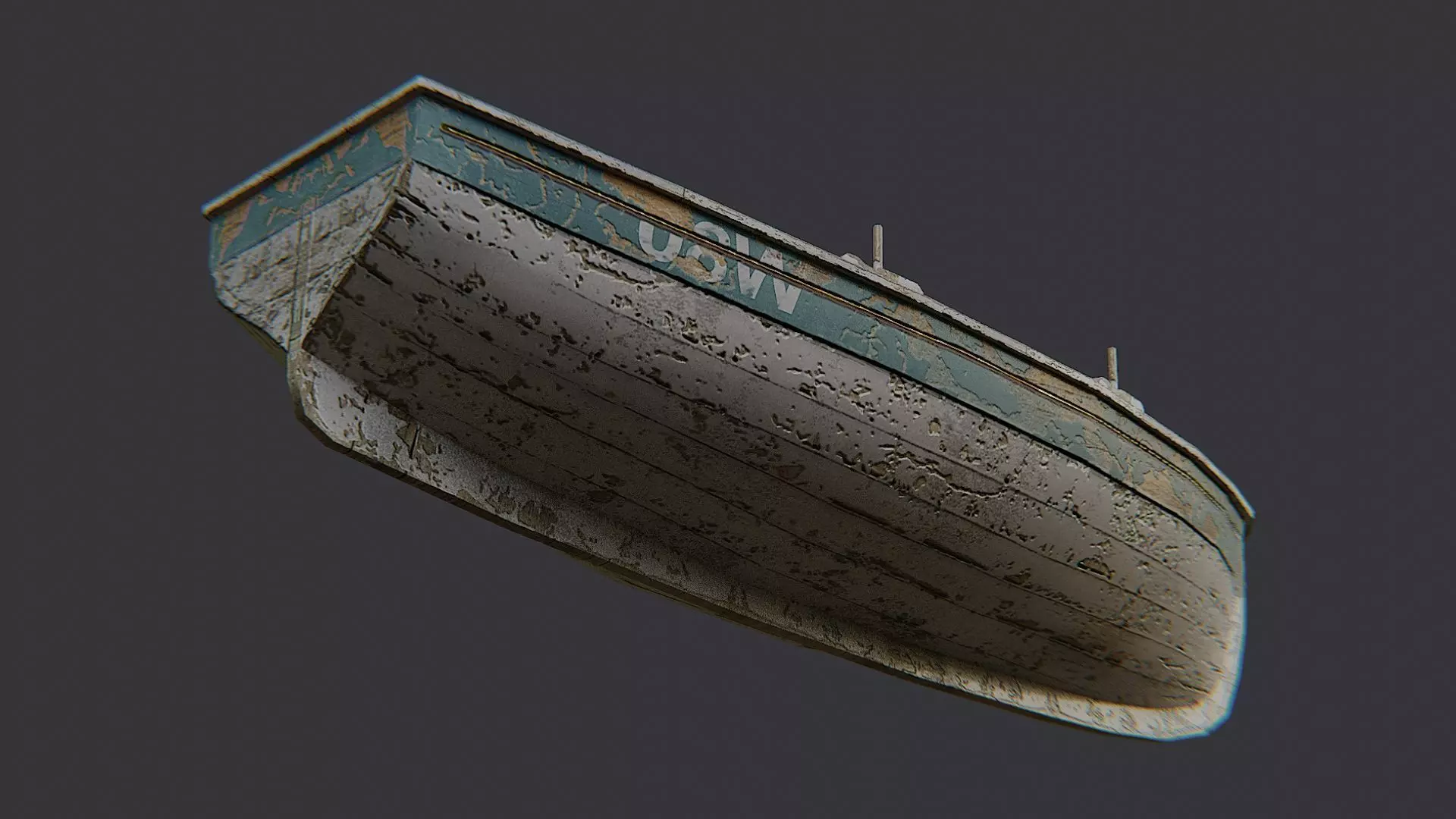 Classic Wooden Fishing Boat Low-poly 3D model_5