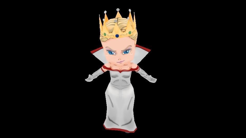 Queen chess Low-poly 3D model_0