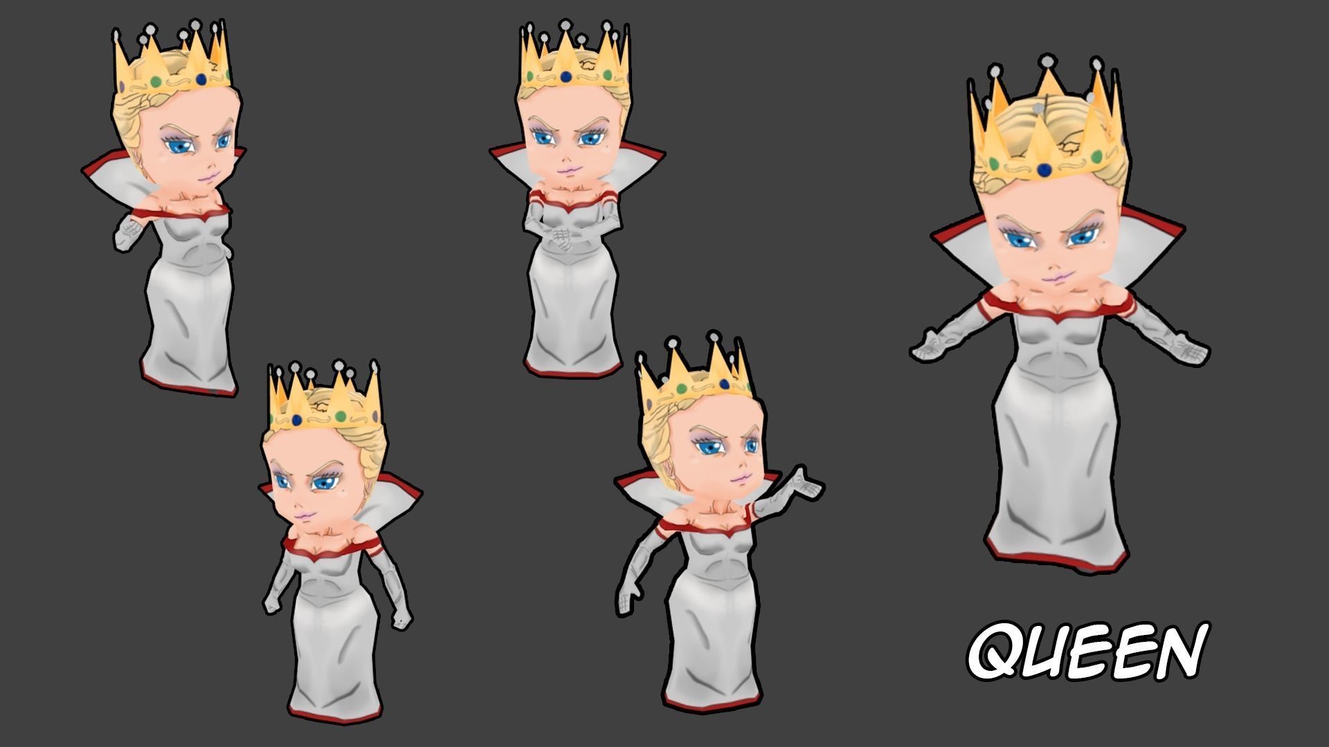 Queen chess Low-poly 3D model_1