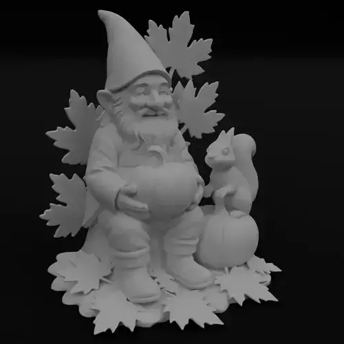 Autumn Gnome with Squirrel 3D model Figurine for printing