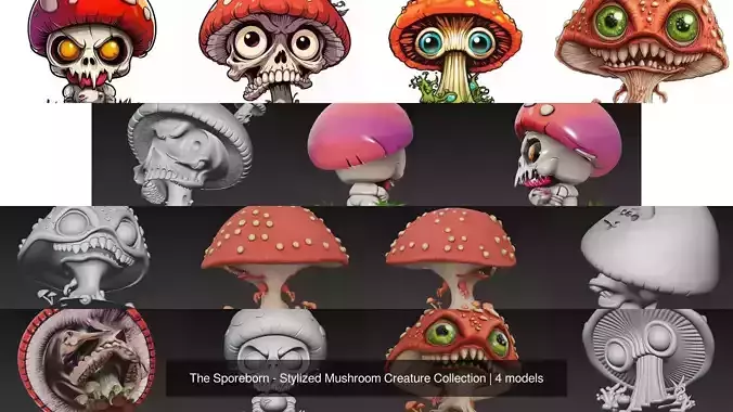 The Sporeborn - Stylized Mushroom Creature Collection