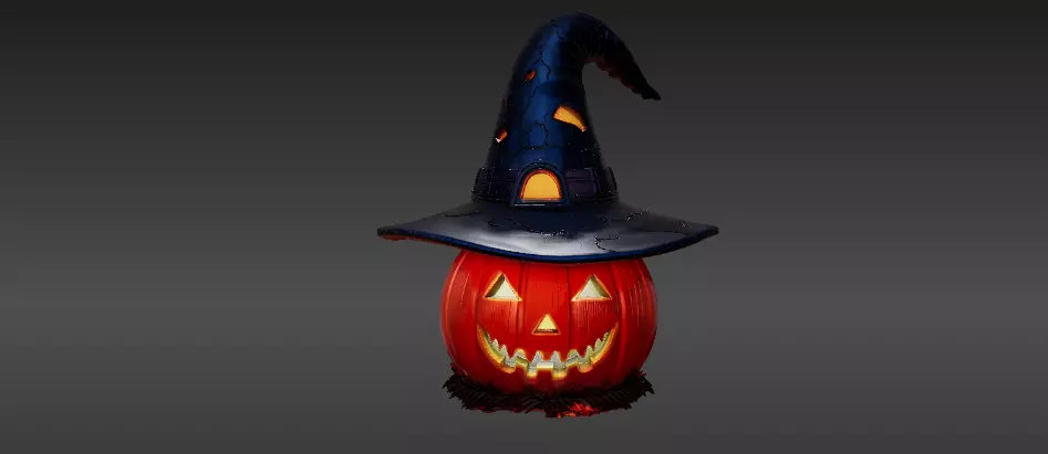 Pumpkin Witch Hat Lantern 3D Print Model Two Model Low And High  3D print model_8