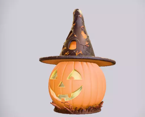 Pumpkin Witch Hat Lantern 3D Print Model Two Model Low And High  3D print model_7