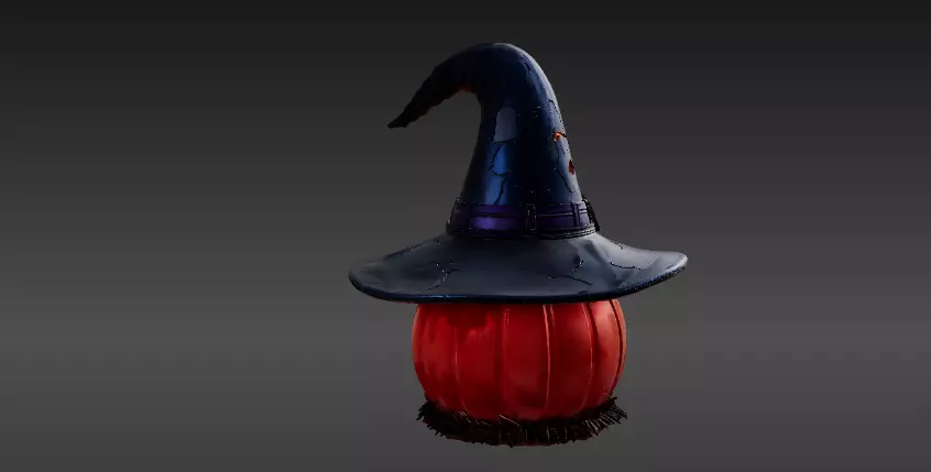 Pumpkin Witch Hat Lantern 3D Print Model Two Model Low And High  3D print model_3