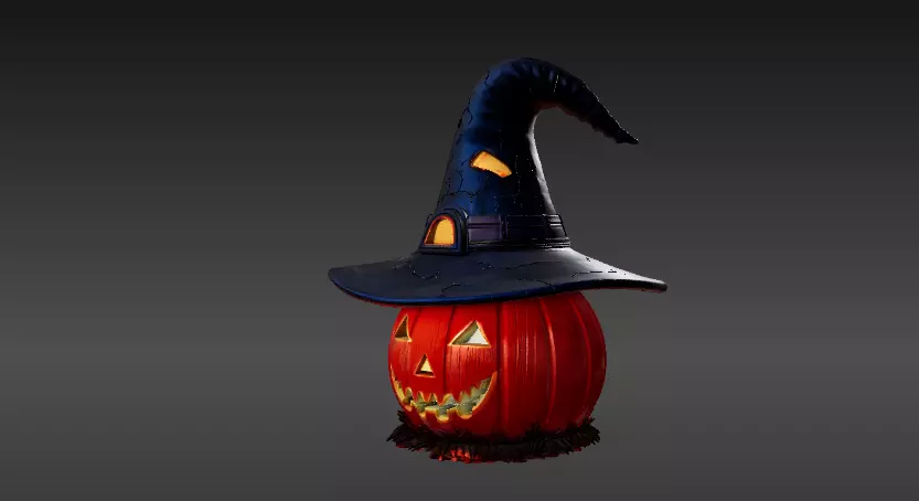 Pumpkin Witch Hat Lantern 3D Print Model Two Model Low And High  3D print model_13
