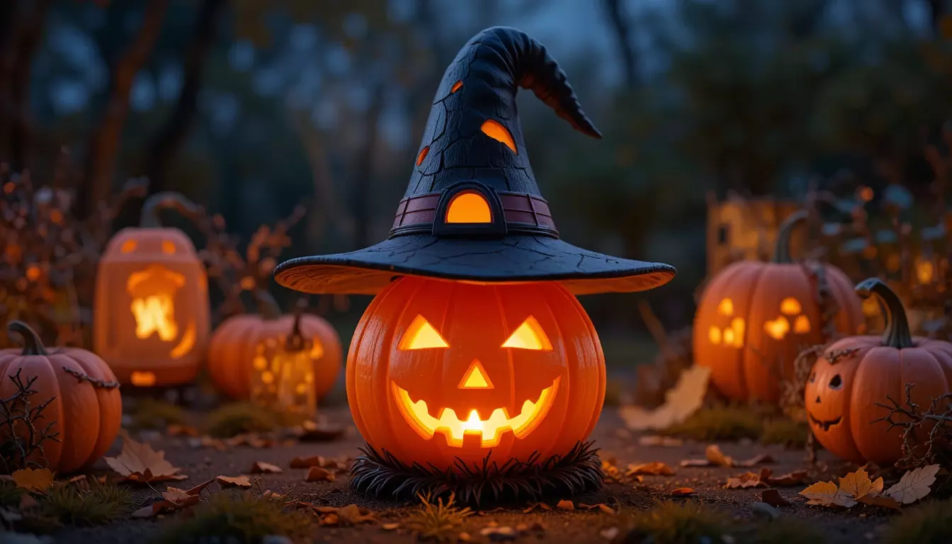 Pumpkin Witch Hat Lantern 3D Print Model Two Model Low And High  3D print model_1