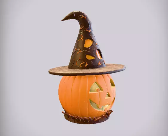 Pumpkin Witch Hat Lantern 3D Print Model Two Model Low And High  3D print model_6