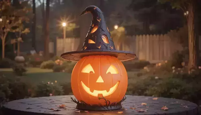 Pumpkin Witch Hat Lantern 3D Print Model Two Model Low And High  3D print model