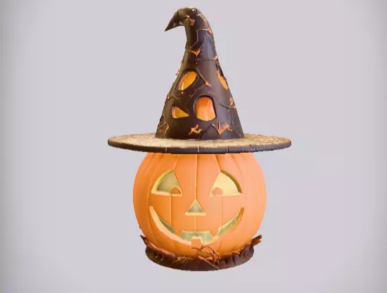 Pumpkin Witch Hat Lantern 3D Print Model Two Model Low And High  3D print model_4