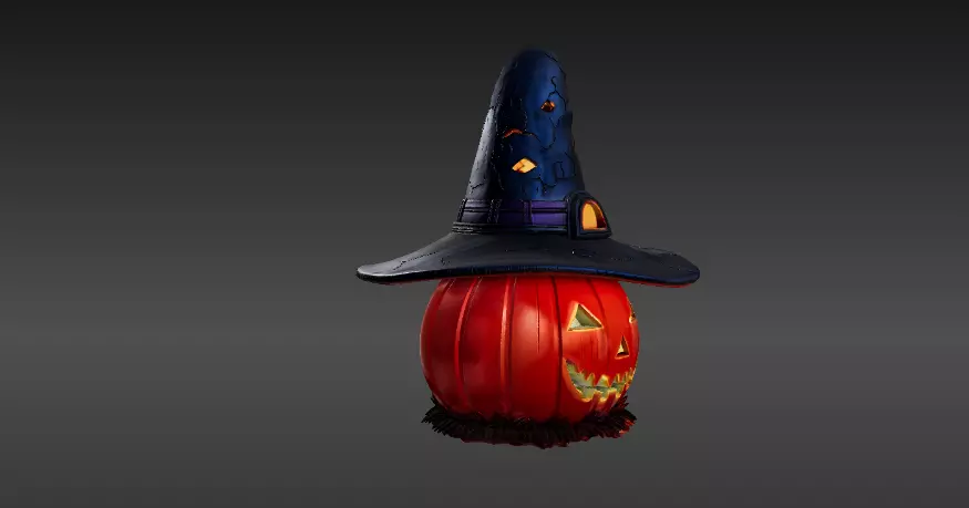 Pumpkin Witch Hat Lantern 3D Print Model Two Model Low And High  3D print model_2