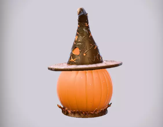 Pumpkin Witch Hat Lantern 3D Print Model Two Model Low And High  3D print model_5
