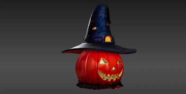 Pumpkin Witch Hat Lantern 3D Print Model Two Model Low And High  3D print model_10
