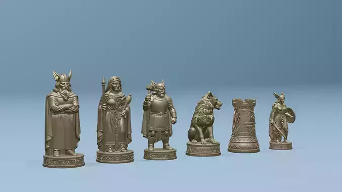 Nordic mythology chess set