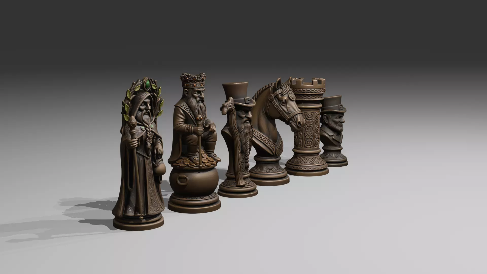 Leprechaun chess set 3D print model