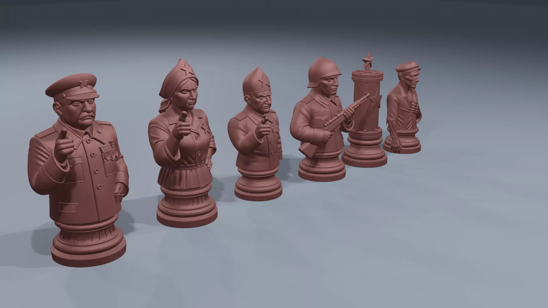 Communist chess set 3D print model_0