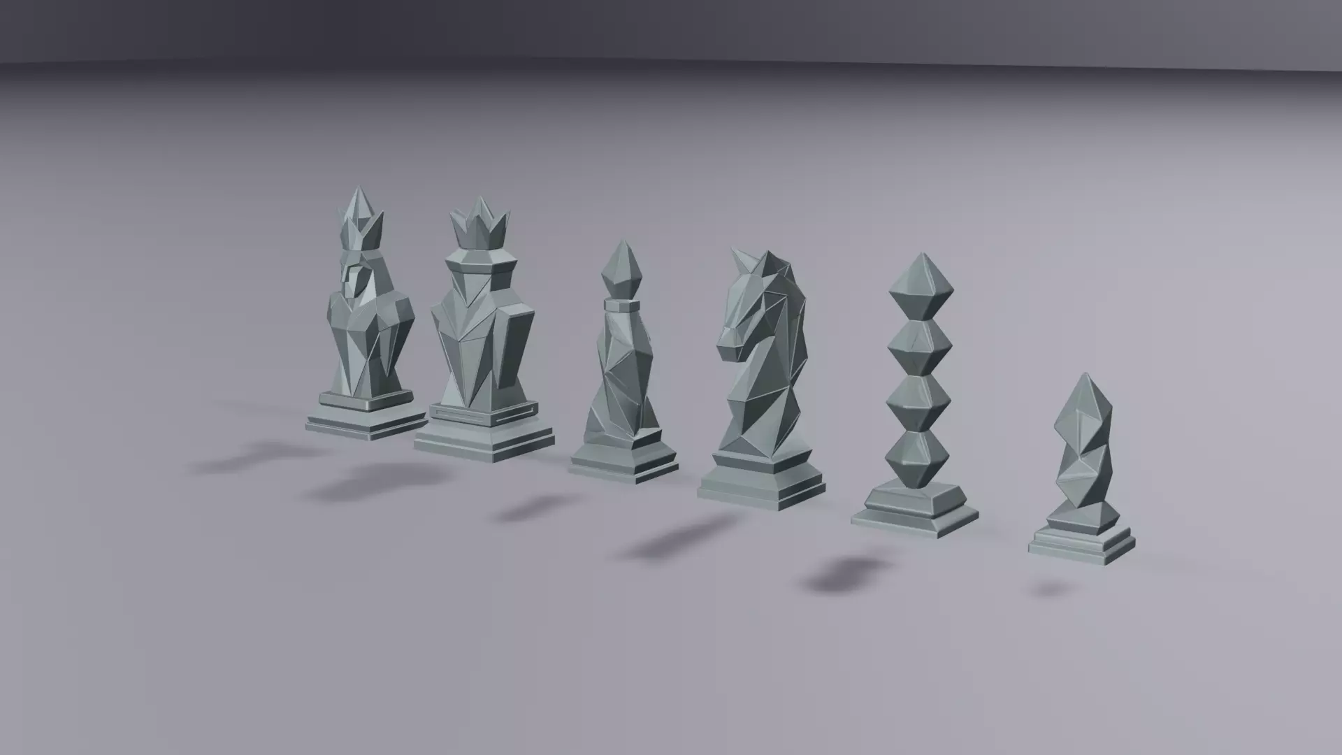 Angular chess set 3D print model_0