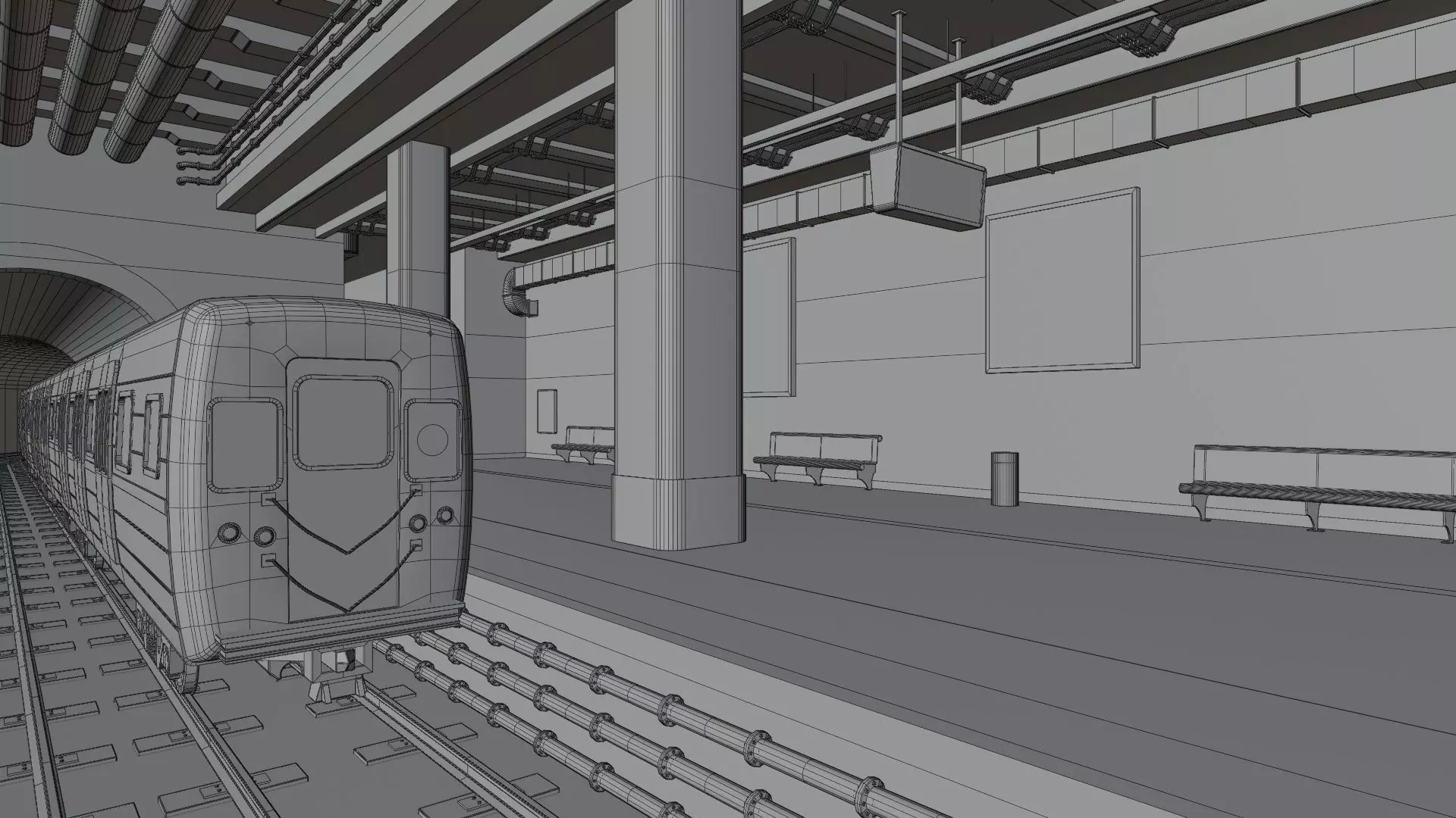 Underground Subway - Blender Scene 3D model_10