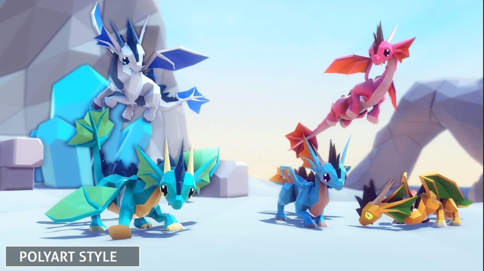 Little Dragons Sea Low-poly 3D model_5