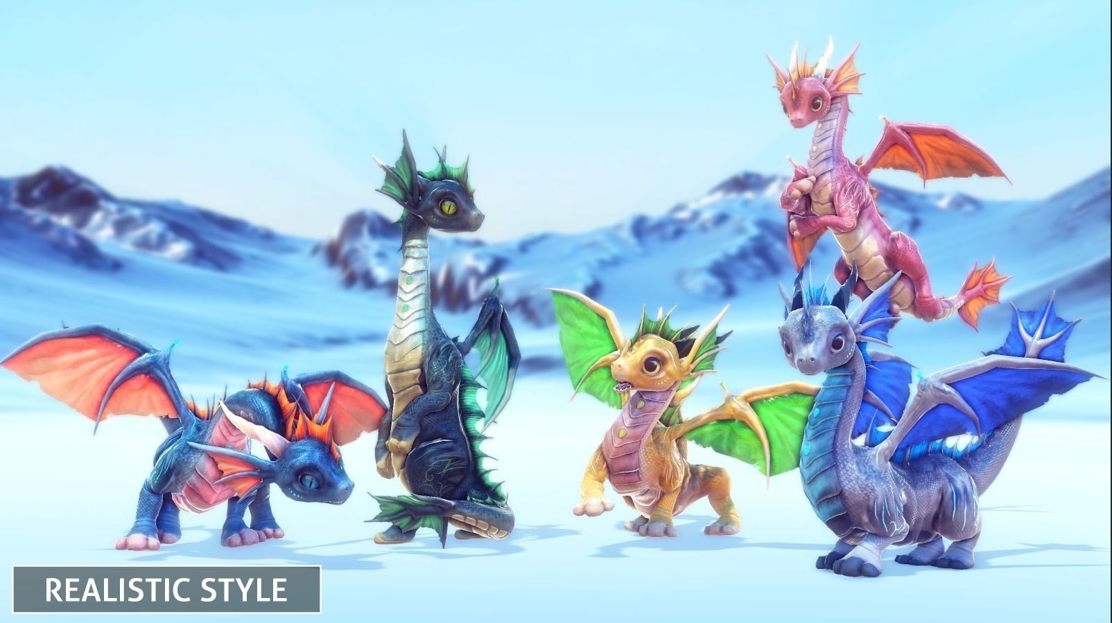 Little Dragons Sea Low-poly 3D model_4