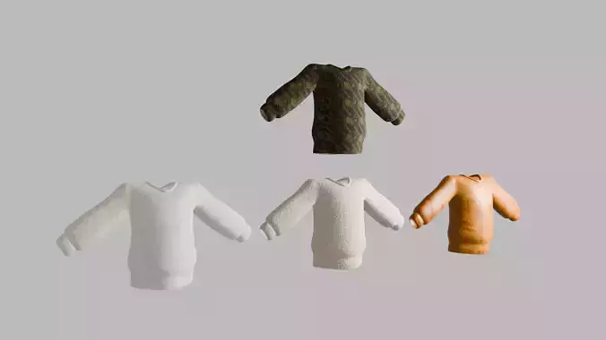 Realistic T Shirt Collection Game Ready 3D Model 3D model