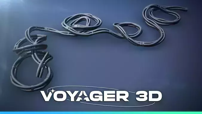Triple Power Cable 205cm Black Low-poly 3D model