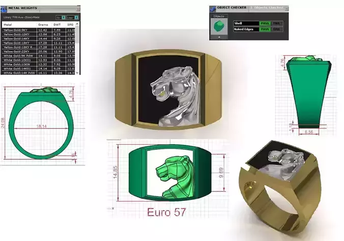 Square Signet Ring with Raised Puma Panther Motif mr0307 3D print model