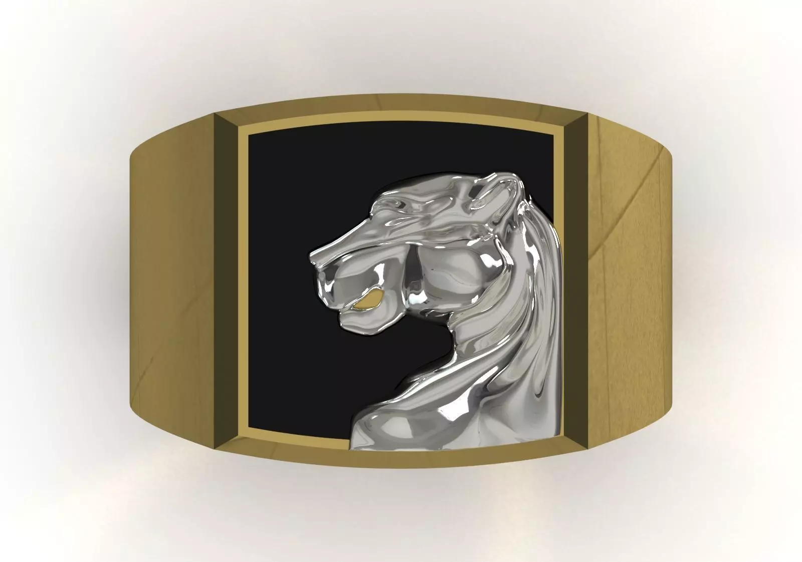 Square Signet Ring with Raised Puma Panther Motif mr0307 3D print model_4