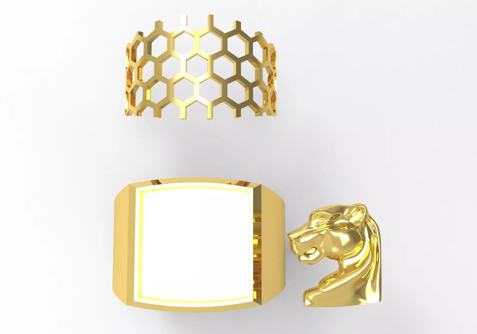 Square Signet Ring with Raised Puma Panther Motif mr0307 3D print model_11