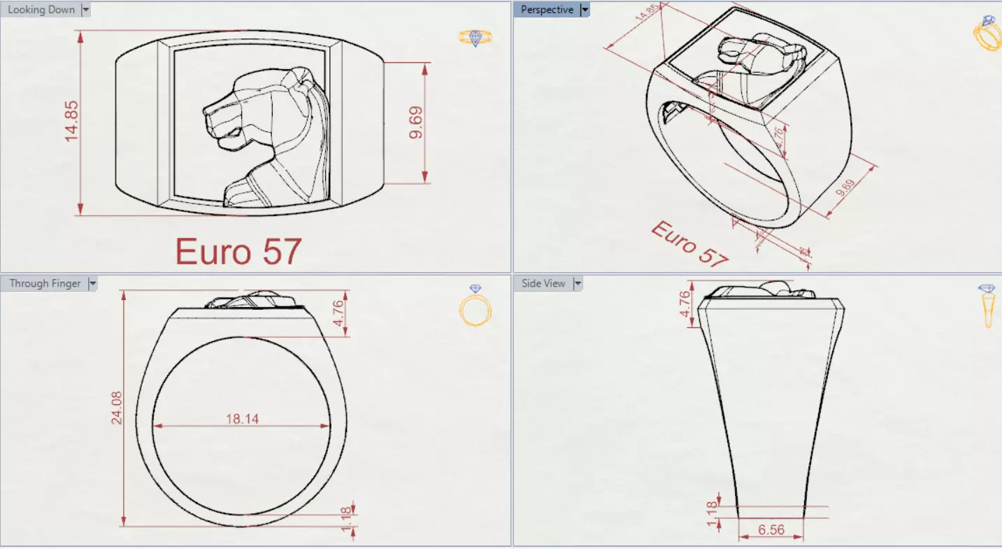 Square Signet Ring with Raised Puma Panther Motif mr0307 3D print model_19