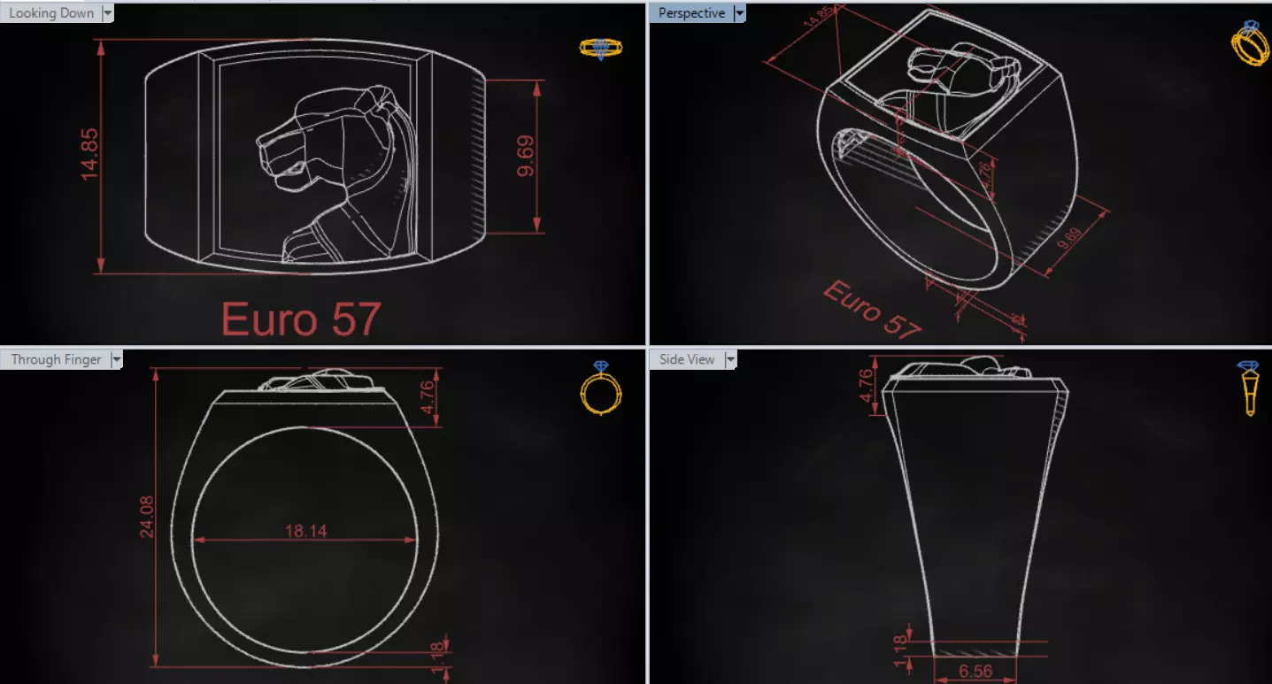 Square Signet Ring with Raised Puma Panther Motif mr0307 3D print model_18
