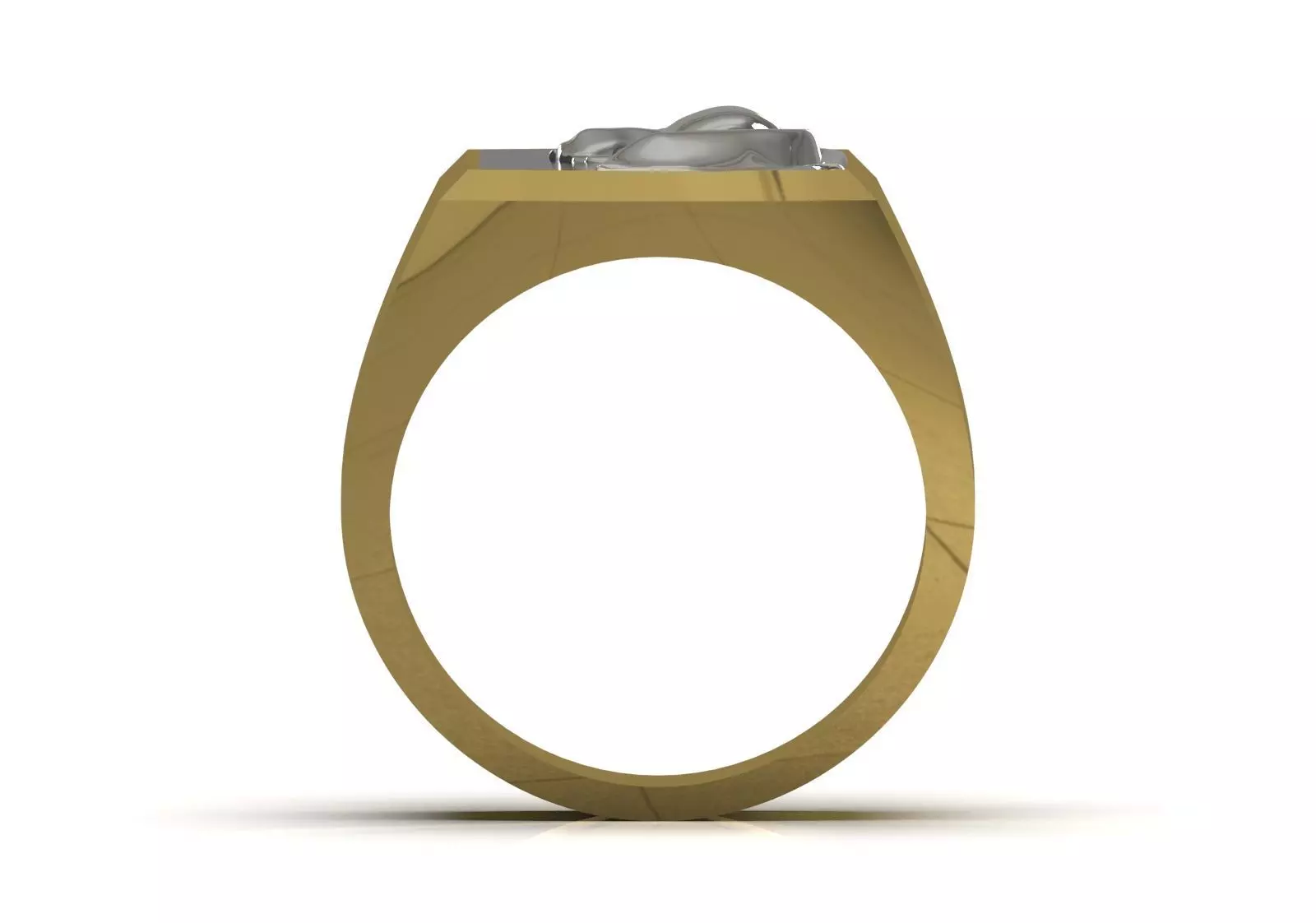 Square Signet Ring with Raised Puma Panther Motif mr0307 3D print model_2