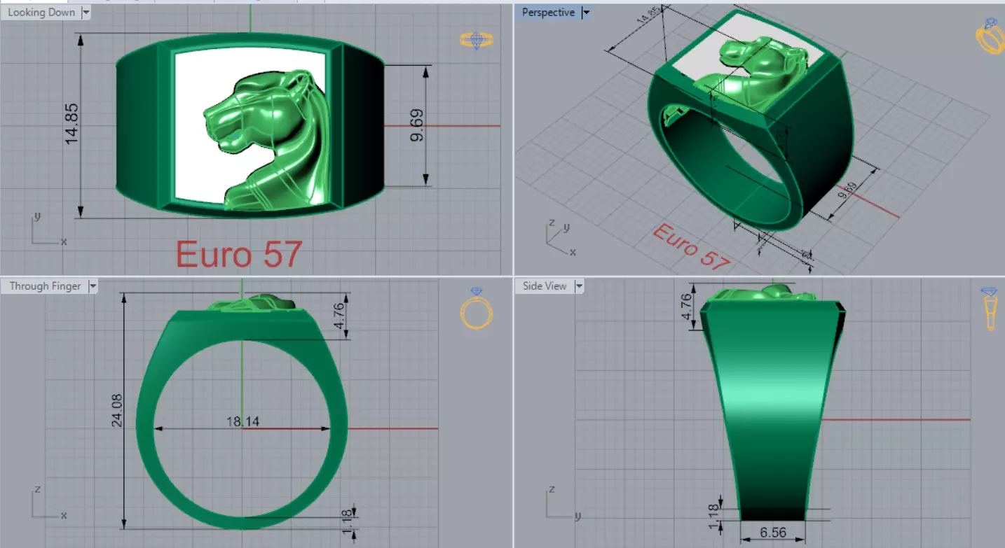Square Signet Ring with Raised Puma Panther Motif mr0307 3D print model_8