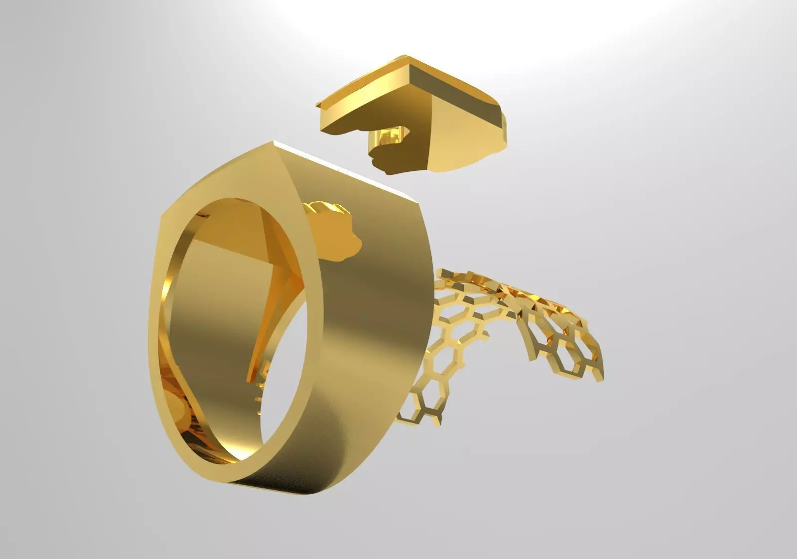 Square Signet Ring with Raised Puma Panther Motif mr0307 3D print model_16