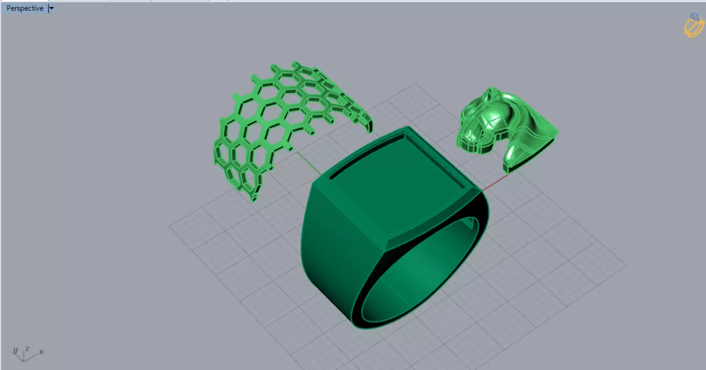 Square Signet Ring with Raised Puma Panther Motif mr0307 3D print model_7