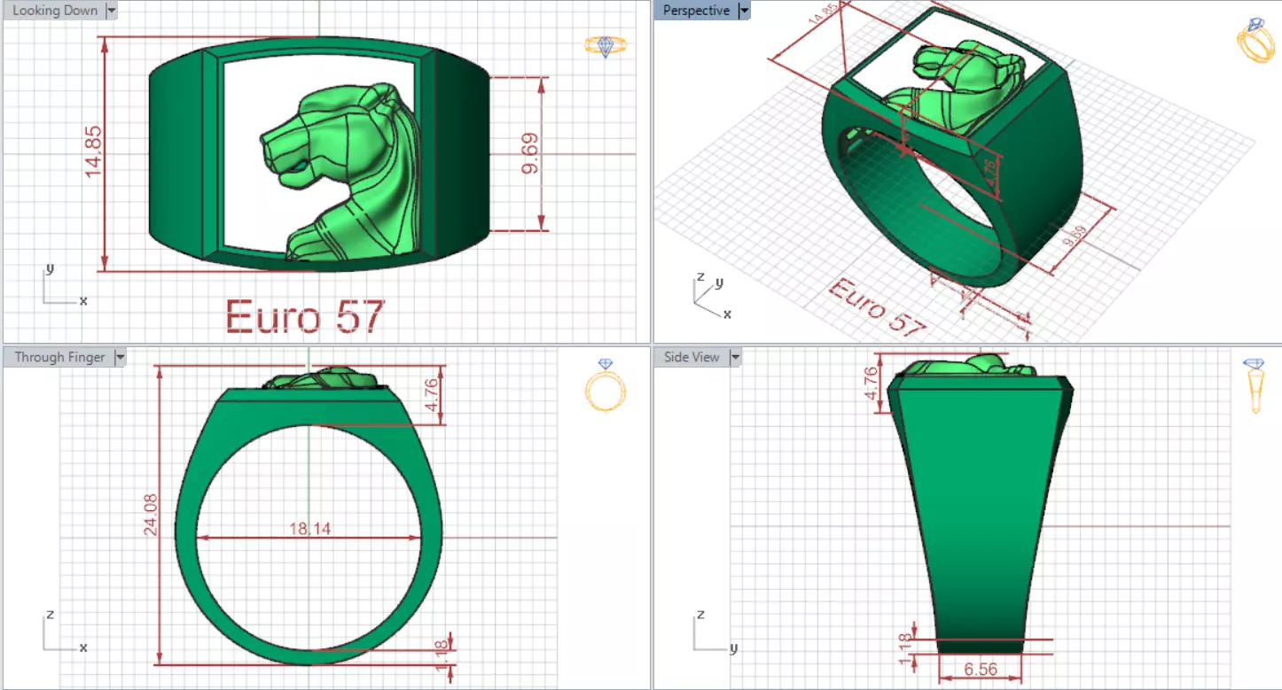 Square Signet Ring with Raised Puma Panther Motif mr0307 3D print model_17