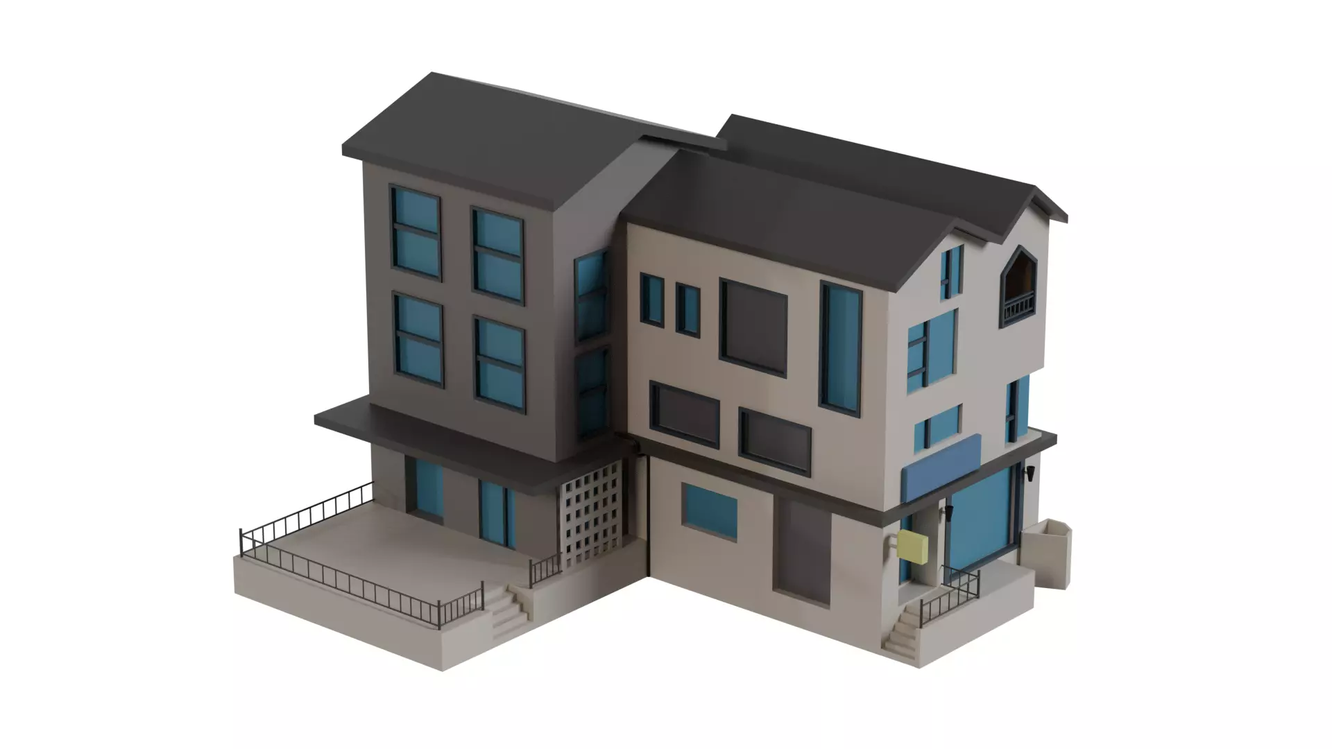 26 Low-Poly Buildings and Houses 3D Model Pack Low-poly 3D model_6