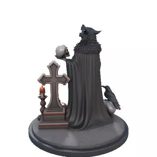 2555COLORFUL Werewolf Howling with Skull  3D Model  Halloween 3D print model_23