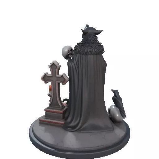 2555COLORFUL Werewolf Howling with Skull  3D Model  Halloween 3D print model_21