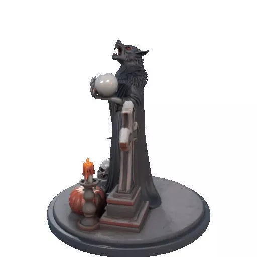 2555COLORFUL Werewolf Howling with Skull  3D Model  Halloween 3D print model_29