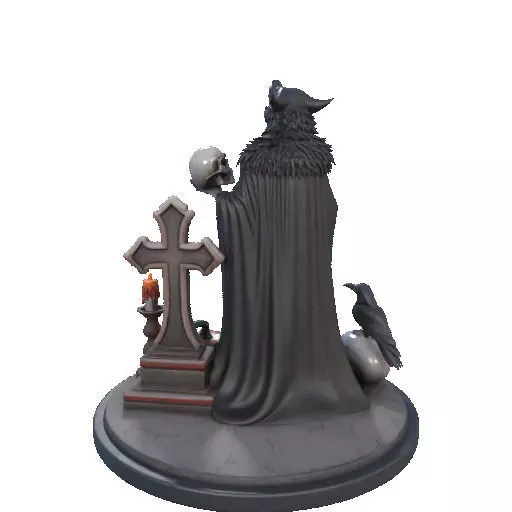 2555COLORFUL Werewolf Howling with Skull  3D Model  Halloween 3D print model_22