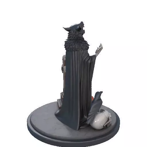 2555COLORFUL Werewolf Howling with Skull  3D Model  Halloween 3D print model_16