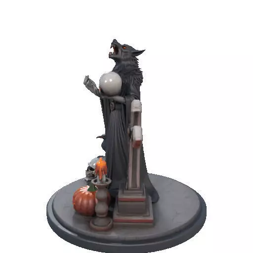 2555COLORFUL Werewolf Howling with Skull  3D Model  Halloween 3D print model_30