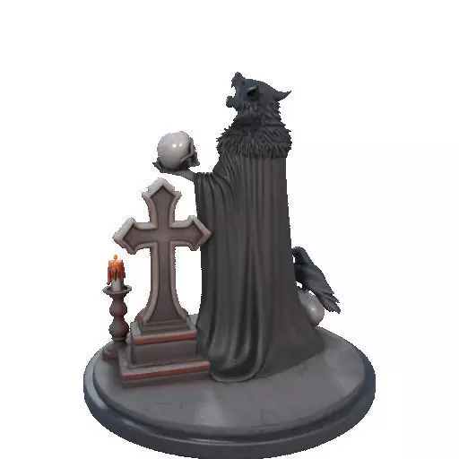 2555COLORFUL Werewolf Howling with Skull  3D Model  Halloween 3D print model_24