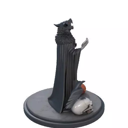 2555COLORFUL Werewolf Howling with Skull  3D Model  Halloween 3D print model_15