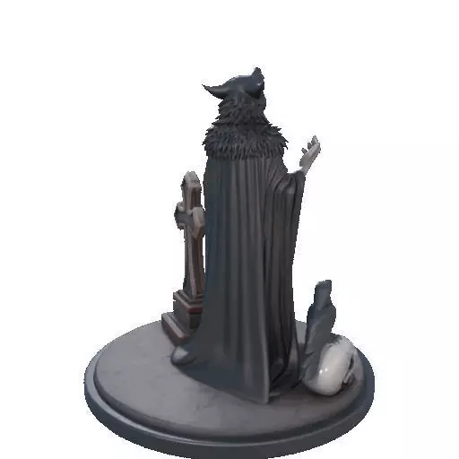 2555COLORFUL Werewolf Howling with Skull  3D Model  Halloween 3D print model_17